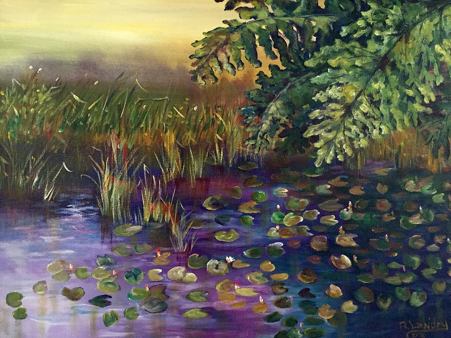 Lily Pads in the Pond Painting by Barbara Landry