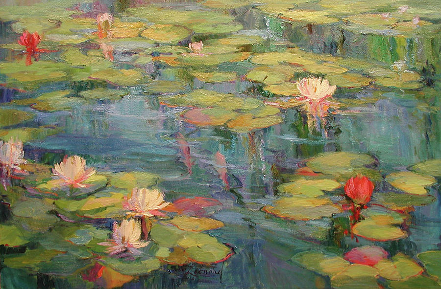 Lily Pond Painting by Diane Leonard
