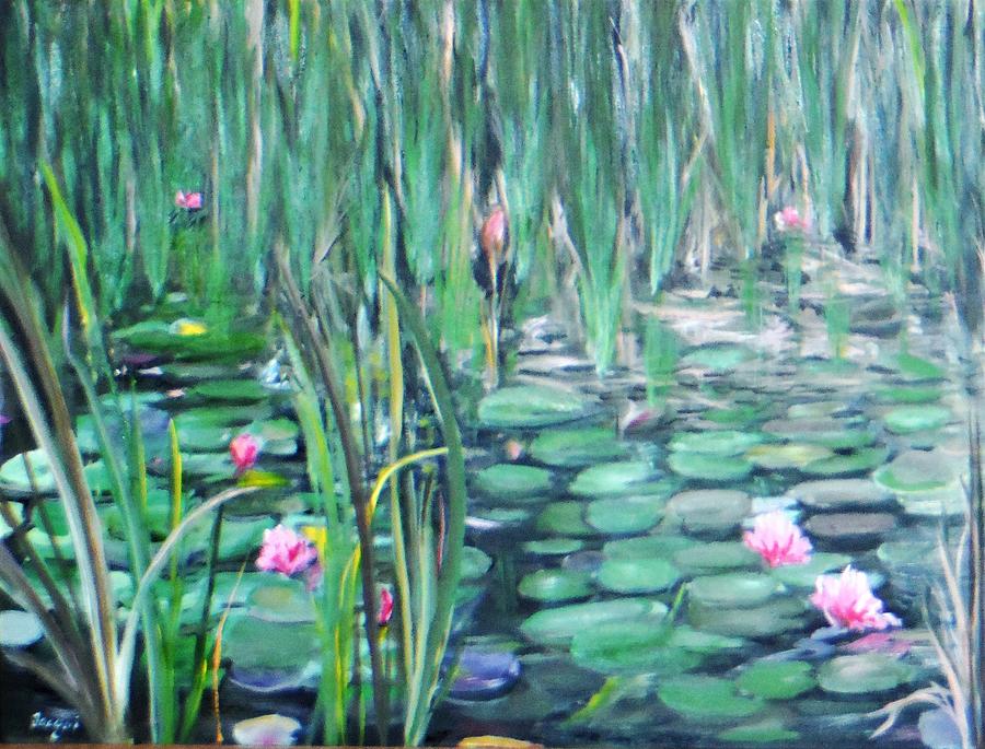 Lily Pond Painting by Jacqueline Whitcomb