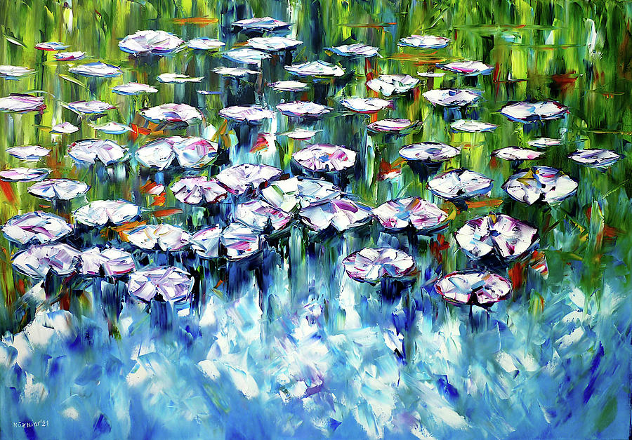 Lily Pond Painting by Mirek Kuzniar