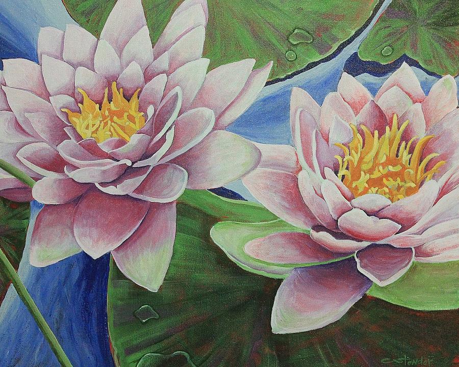 Lily Twins Painting by Carol Stender | Fine Art America