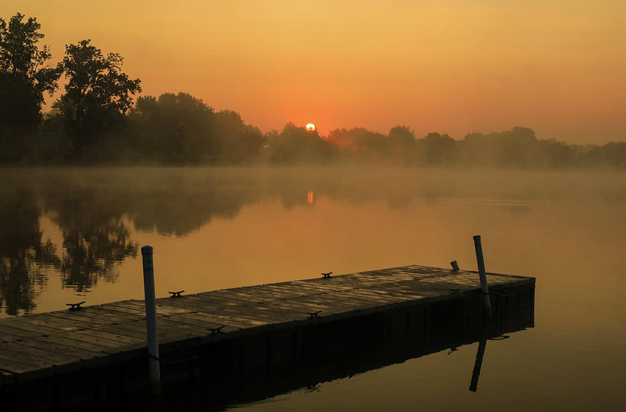 Lima Lake Foggy Sunrise Ohio Photograph by Dan Sproul