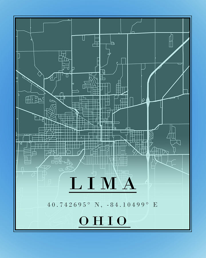 Lima Ohio Location Map Minimalism Digital Art by Dan Sproul
