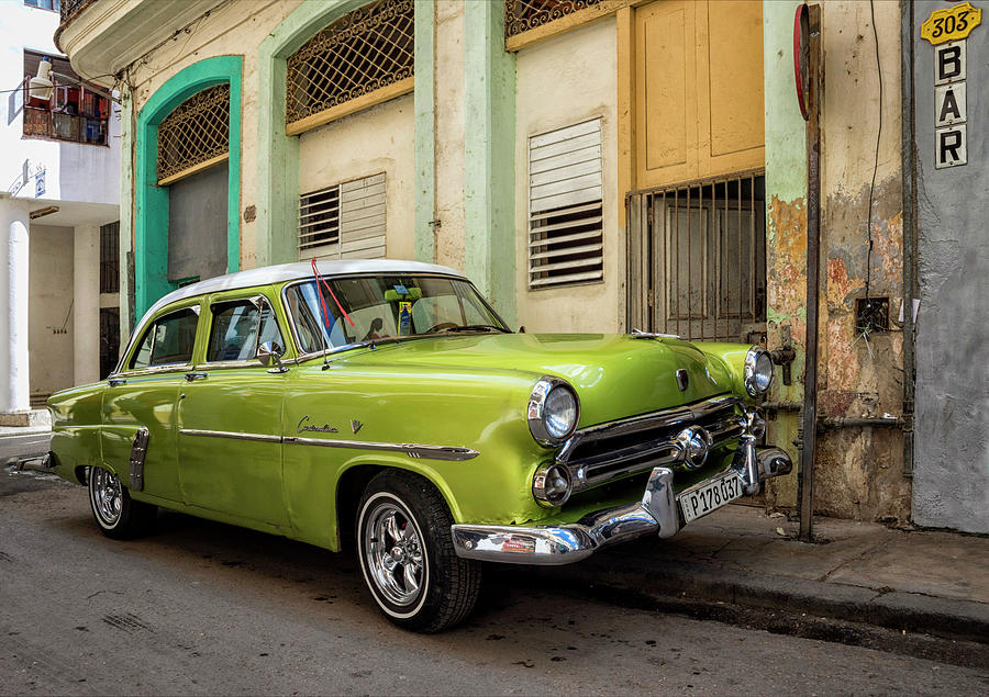 Transportation Photograph - Lime Green Ford by Claudia Kuhn