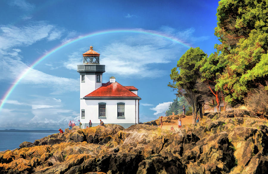 Lime Kiln Lighthouse Painting by Christopher Arndt