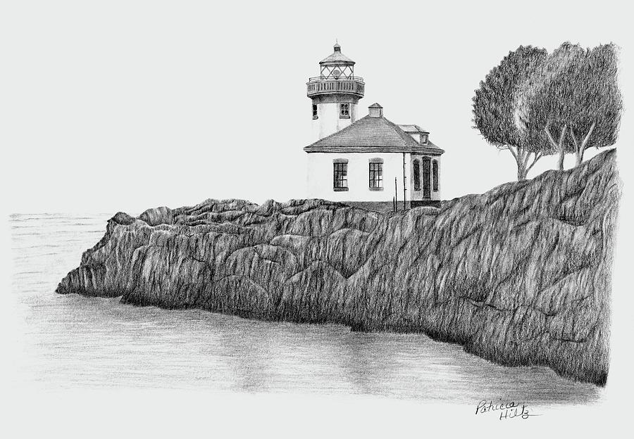 Lime Kiln Lighthouse Drawing by Patricia Hiltz