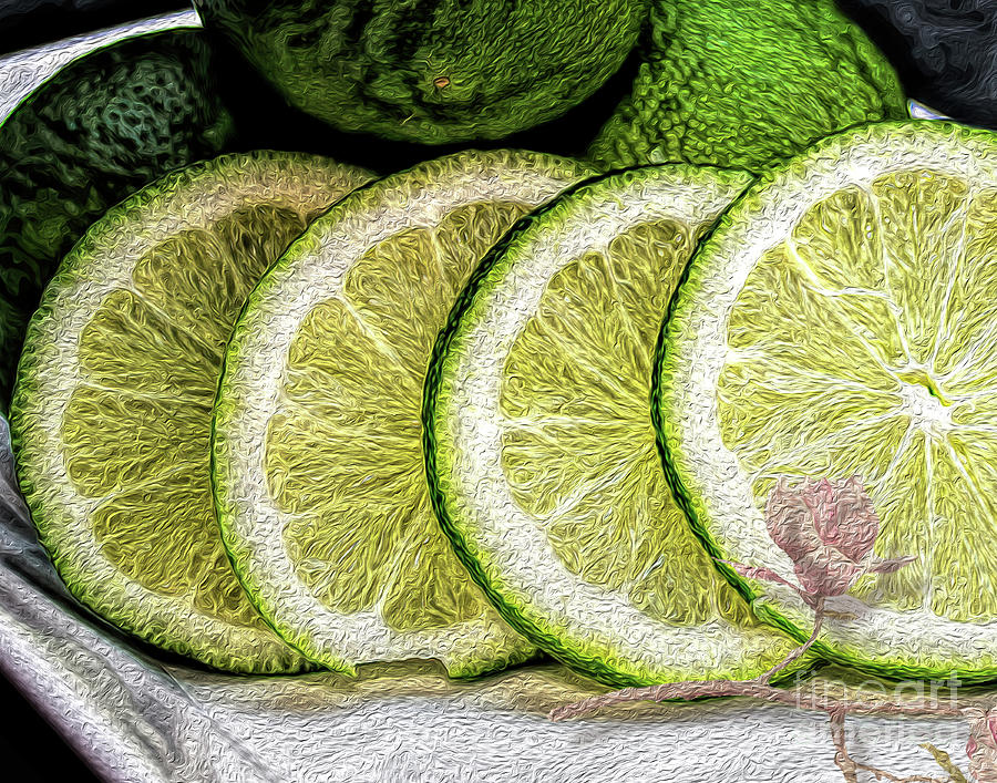Limes Close Up Digital Art by Deb Nakano