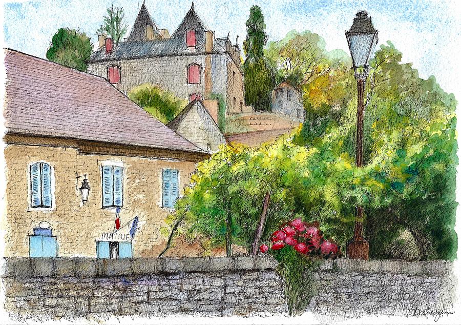 Fall Painting - Limeuil Mairie in France by Dai Wynn