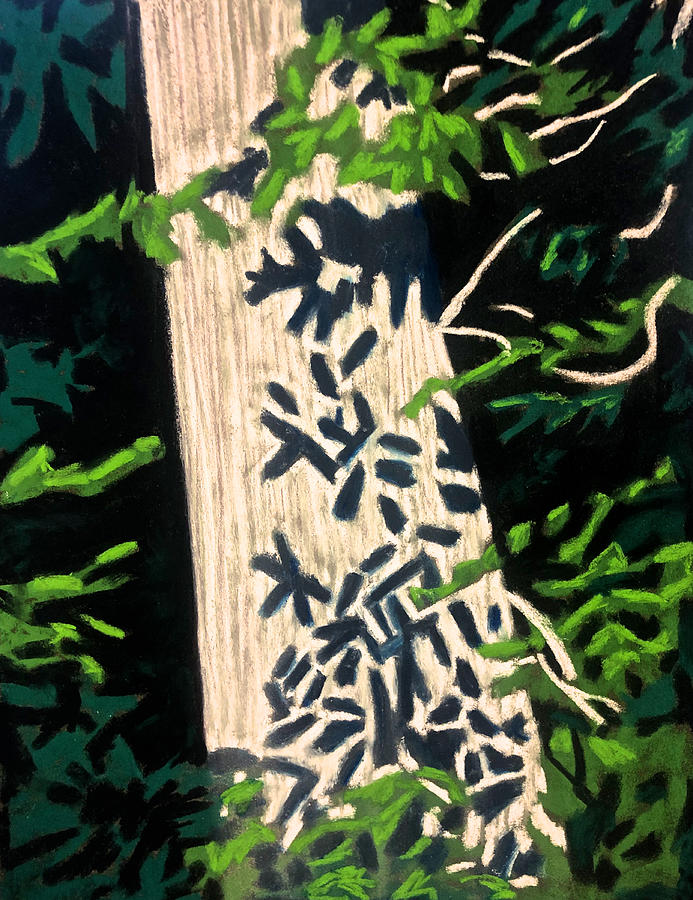 Limited Palette Value Study of Tree Bark and Leaves Painting by Polly Castor