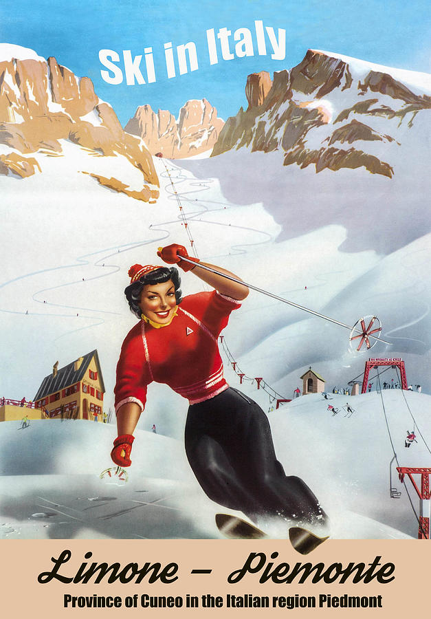 Limone - Piemonte Ski Girl Digital Art by Long Shot