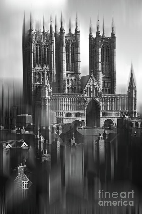 Lincoln Cathedral, View From Castle 2, Monochrome Photograph by Philip Preston