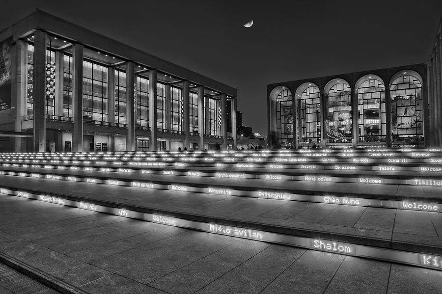 Lincoln Center at Twilight BW Photograph by Susan Candelario