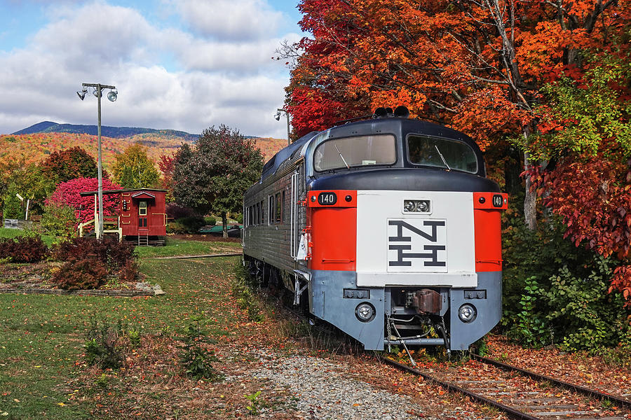 Lincoln NH Downtown Fall Foliage Route 112 Kancamagus Highway Train Photograph by Toby McGuire