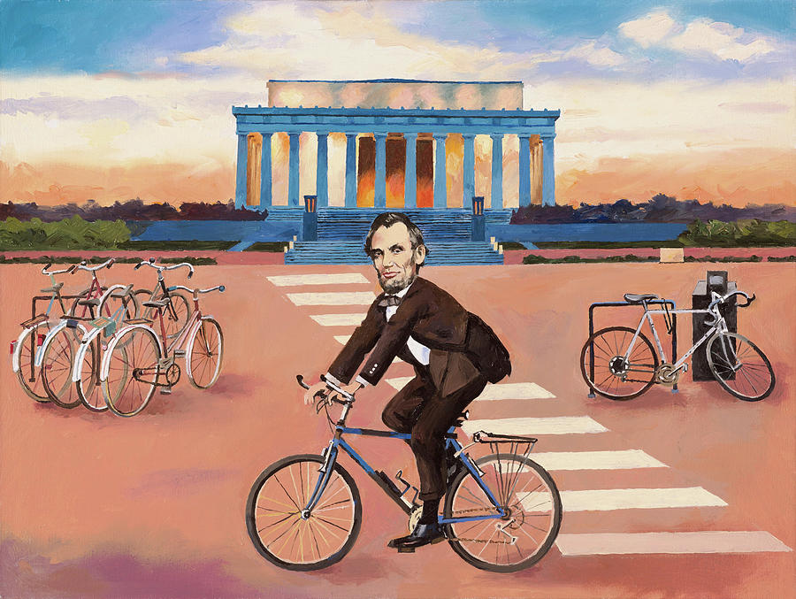 Abraham Lincoln Painting - Lincoln on a bike by Turbopolis