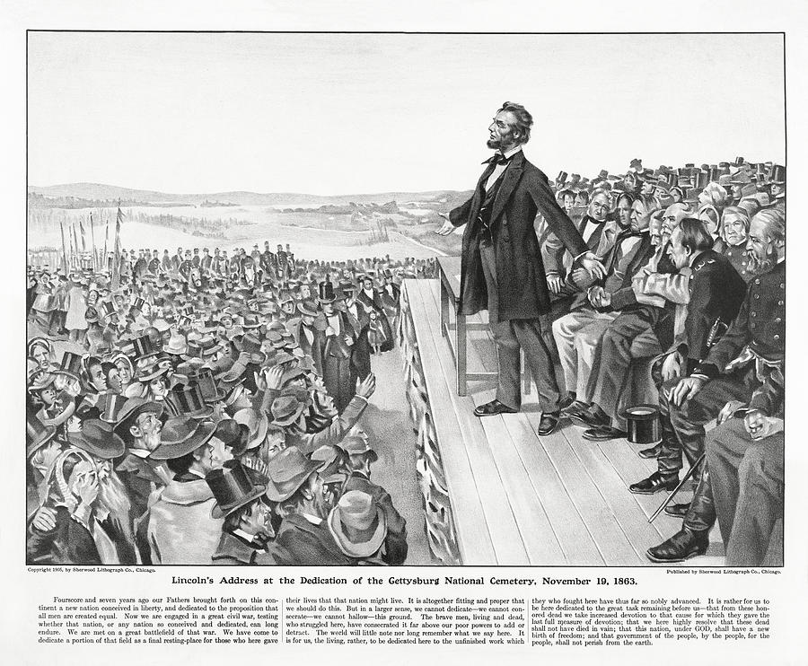 Lincolns Address At The Dedication Of The Gettysburg National Cemetery - November 19, 1863 Drawing by War Is Hell Store