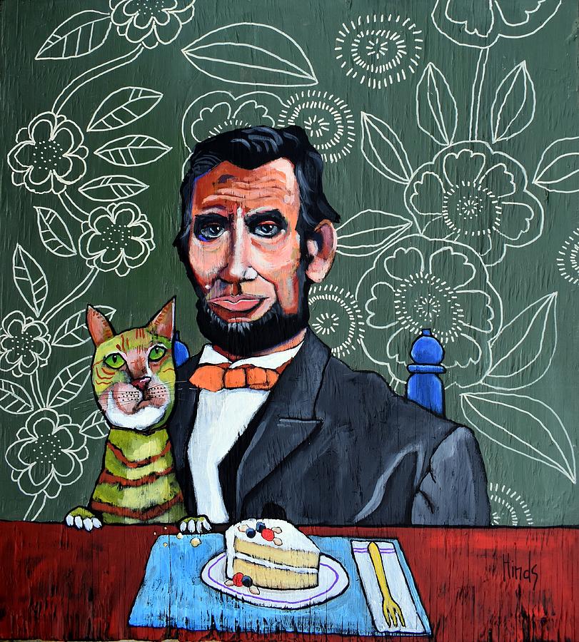Lincolns Cat And Mary Todds Almond Cake Painting by David Hinds