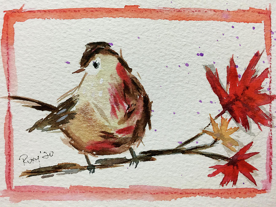 Lincolns Sparrow on a Maple Branch Painting by Roxy Rich