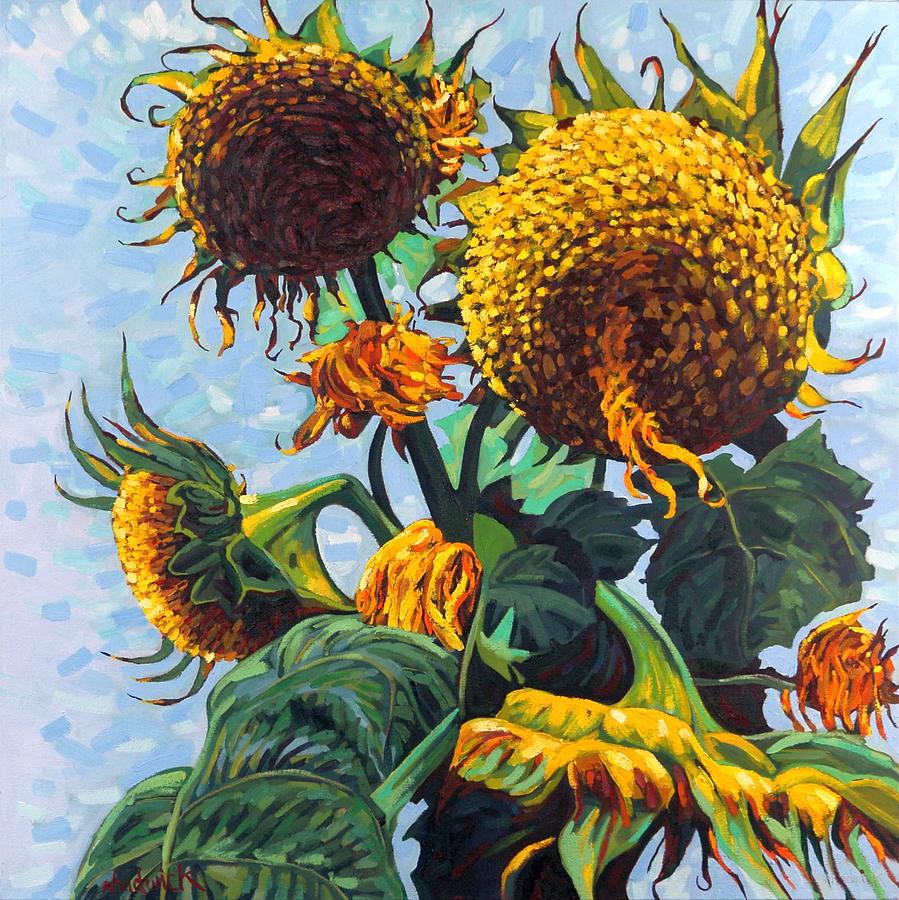 Lindas Sunflowers Painting by Phil Chadwick
