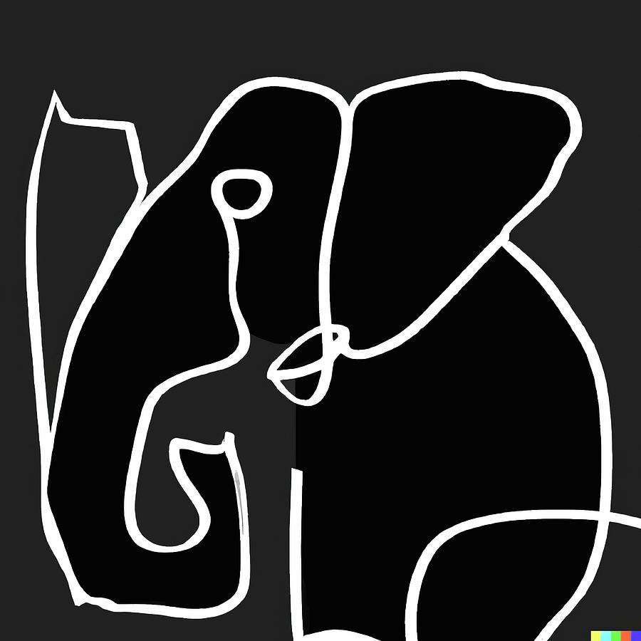 Line drawing of African savannah elephant - generative AI Photograph by Steve Estvanik