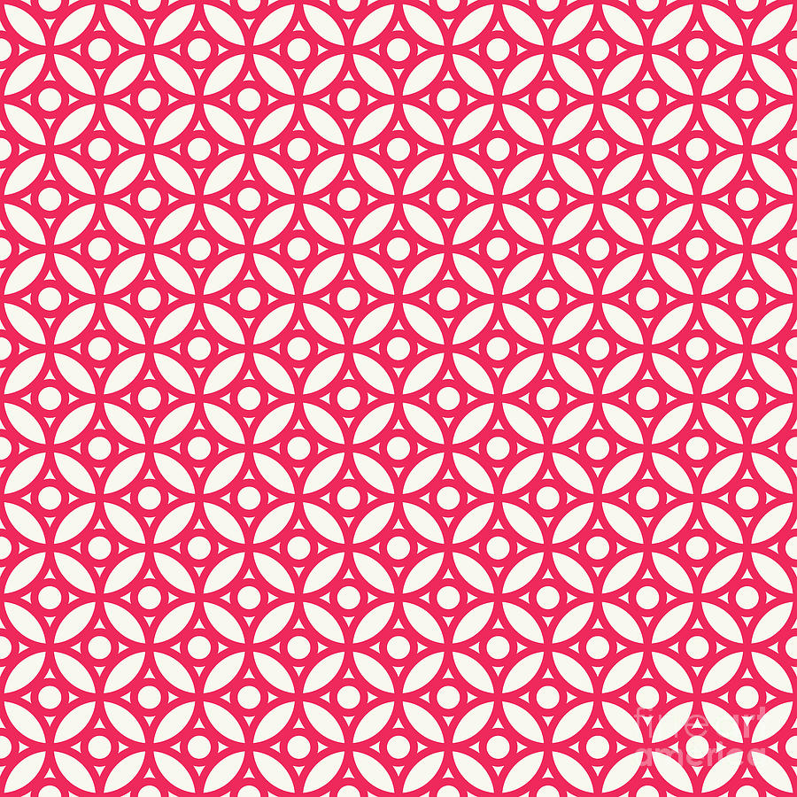 Line Four Leaf With Center Circle Pattern In Eggshell White And Ruby Pink N.2035 Painting