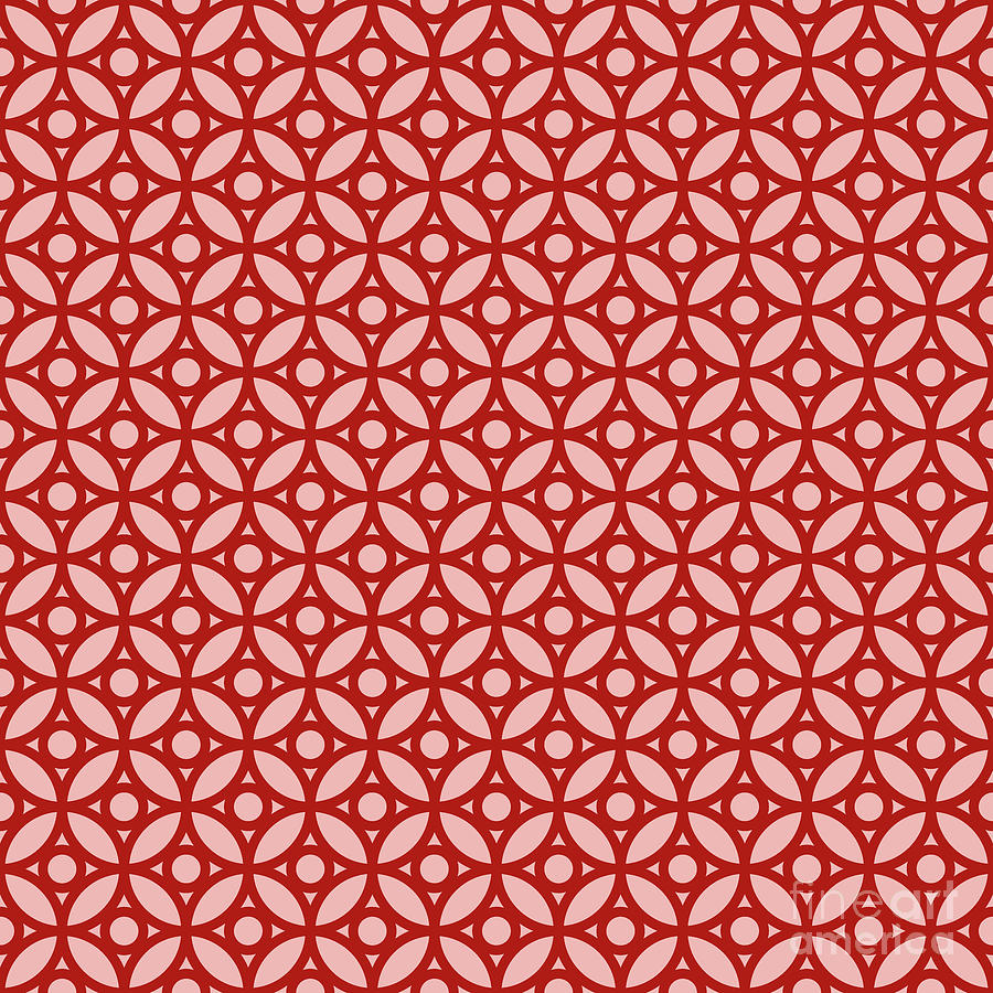 Line Four Leaf With Center Circle Pattern in Light Coral And Venetian Red n.2602 Painting by Holy Rock Design