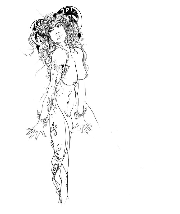 Line Girl ghoul. Figure Art. 2a Digital Art by Grant Wilson