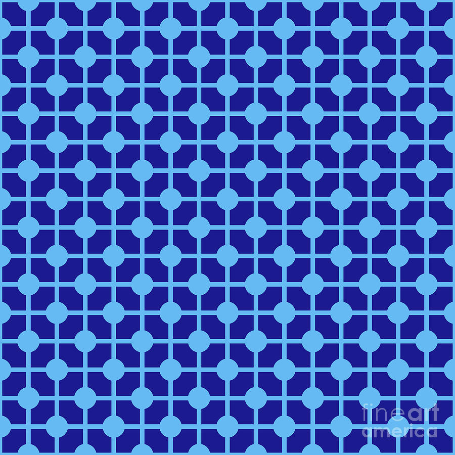 Line Grid With Filled Circle  Pattern In Summer Sky And Ultramarine Blue N.2637 Painting