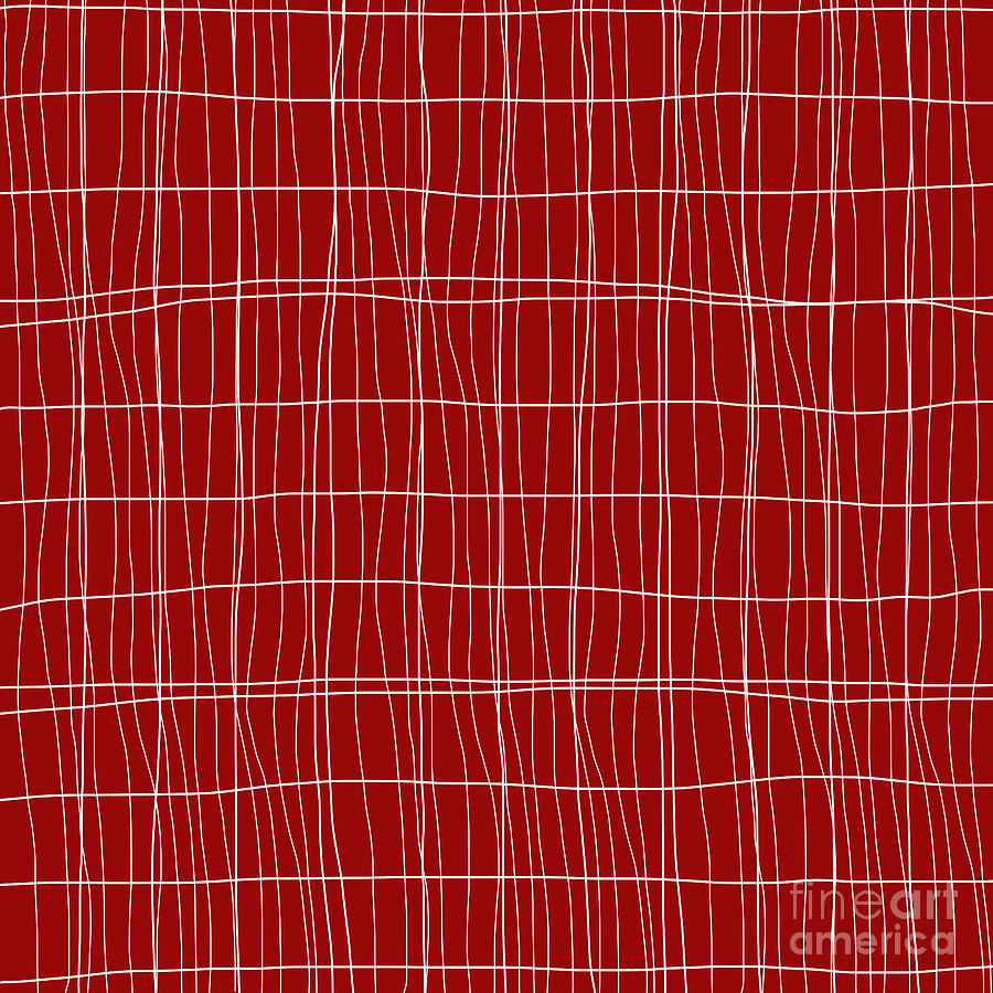 Lines Pattern Modern Design - Red and White Digital Art by Patricia Awapara