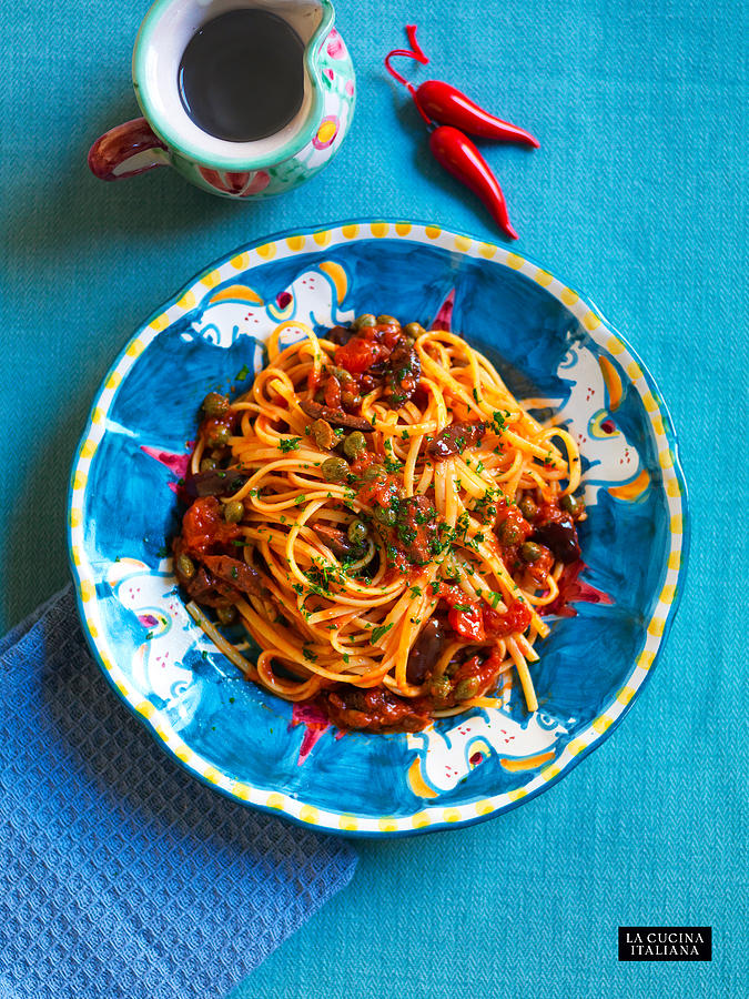Linguine with Puttanesca Sauce Photograph by Riccardo Lettieri