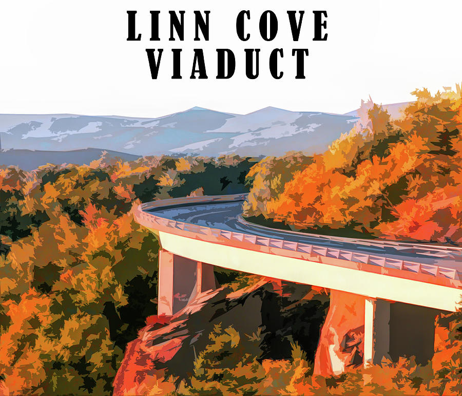 Linn Cove Viaduct Autumn Poster Digital Art by Dan Sproul