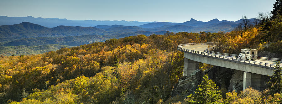 Linn Cove Viaduct panorama on the Blue Ridge parkway in autumn Photograph by Pgiam