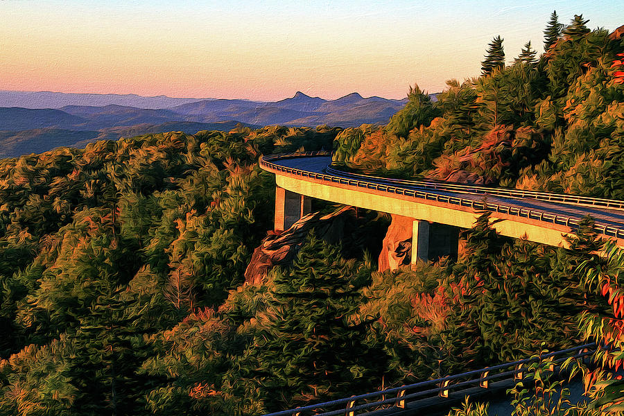 Linn Cove Viaduct Sunset Painting by Dan Sproul