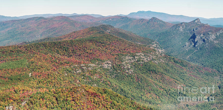 Linville Gorge Wilderness with Peak Autumn Colors Aerial View Photograph by David Oppenheimer