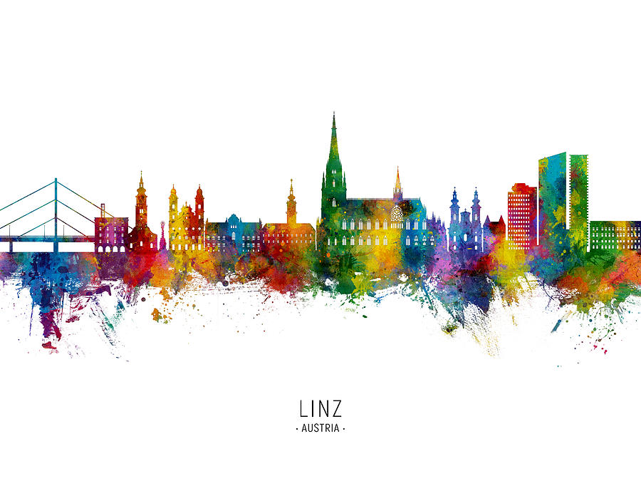 Linz Austria Skyline #52 Digital Art by Michael Tompsett