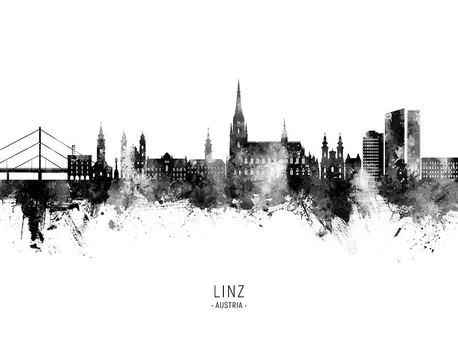 Linz Austria Skyline #53 Digital Art by Michael Tompsett