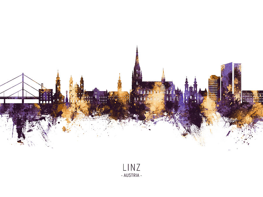 Linz Austria Skyline #54 Digital Art by Michael Tompsett