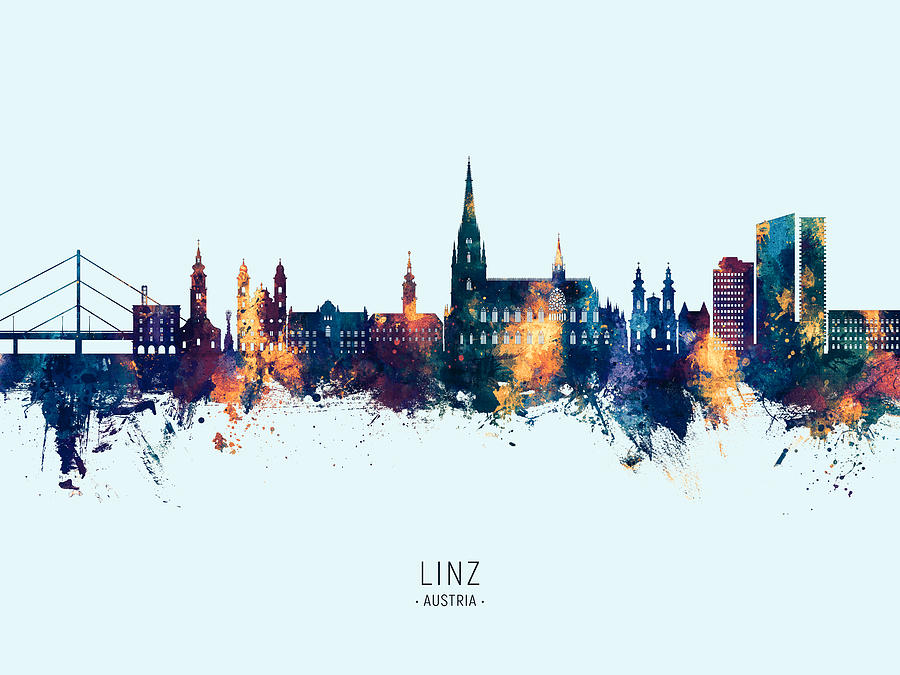 Linz Austria Skyline #55 Digital Art by Michael Tompsett