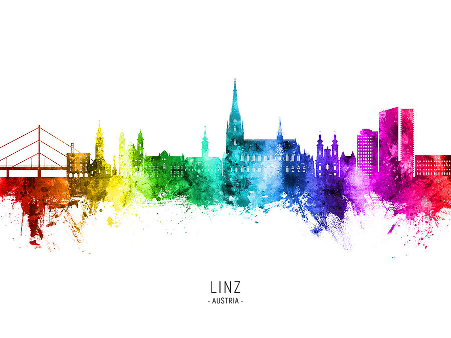 Linz Austria Skyline #56 Digital Art by Michael Tompsett