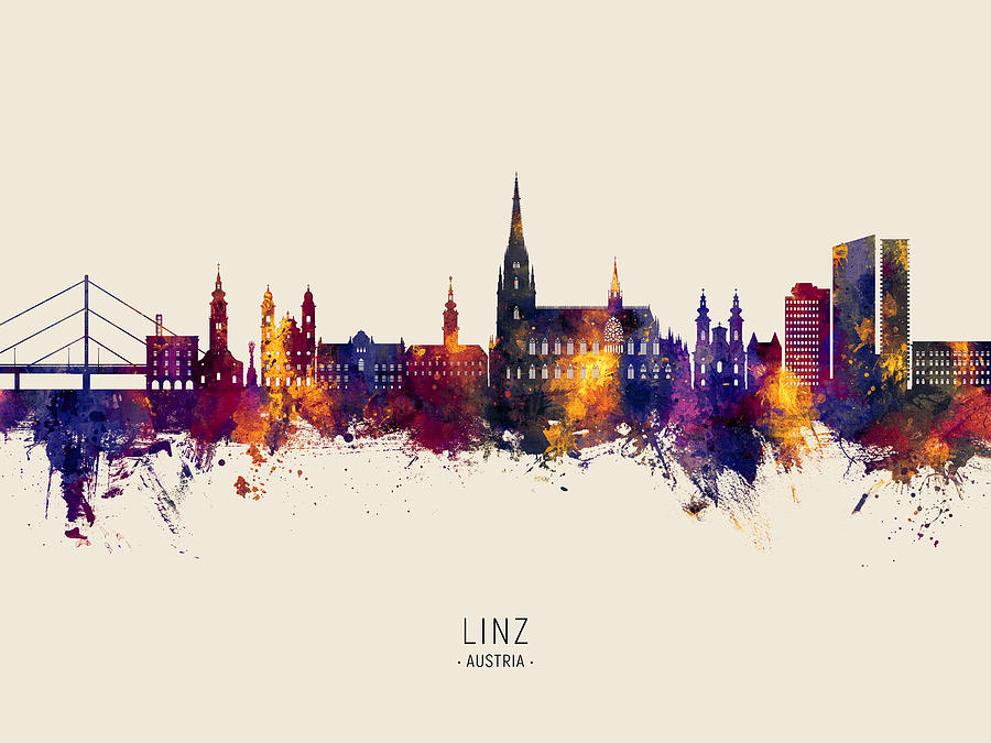 Linz Austria Skyline #57 Digital Art by Michael Tompsett