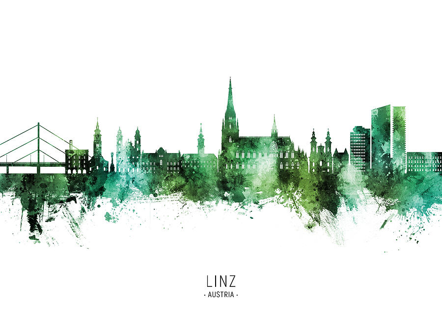 Linz Austria Skyline #59 Digital Art by Michael Tompsett