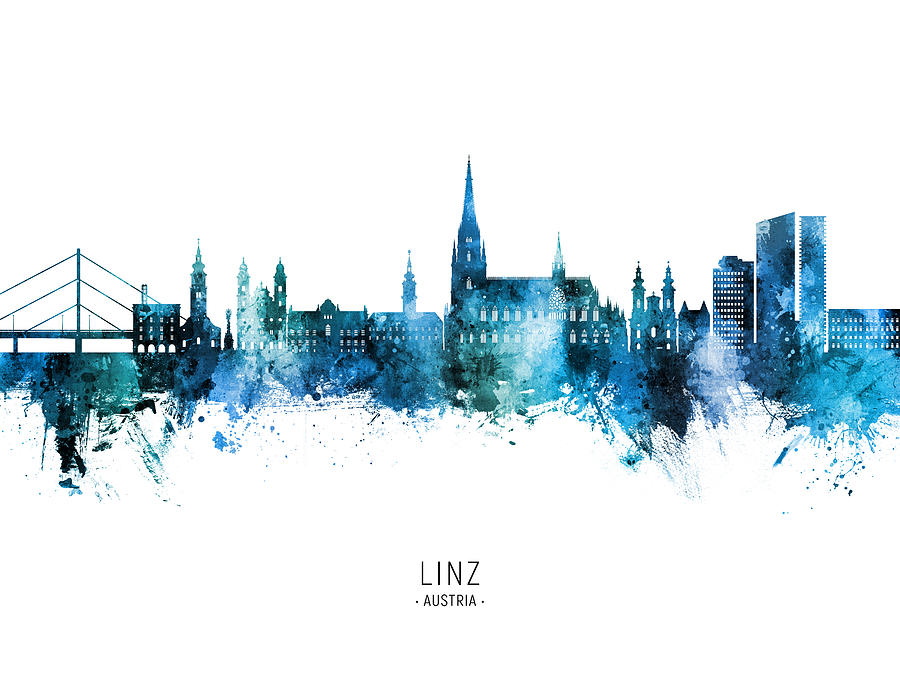 Linz Austria Skyline #61 Digital Art by Michael Tompsett