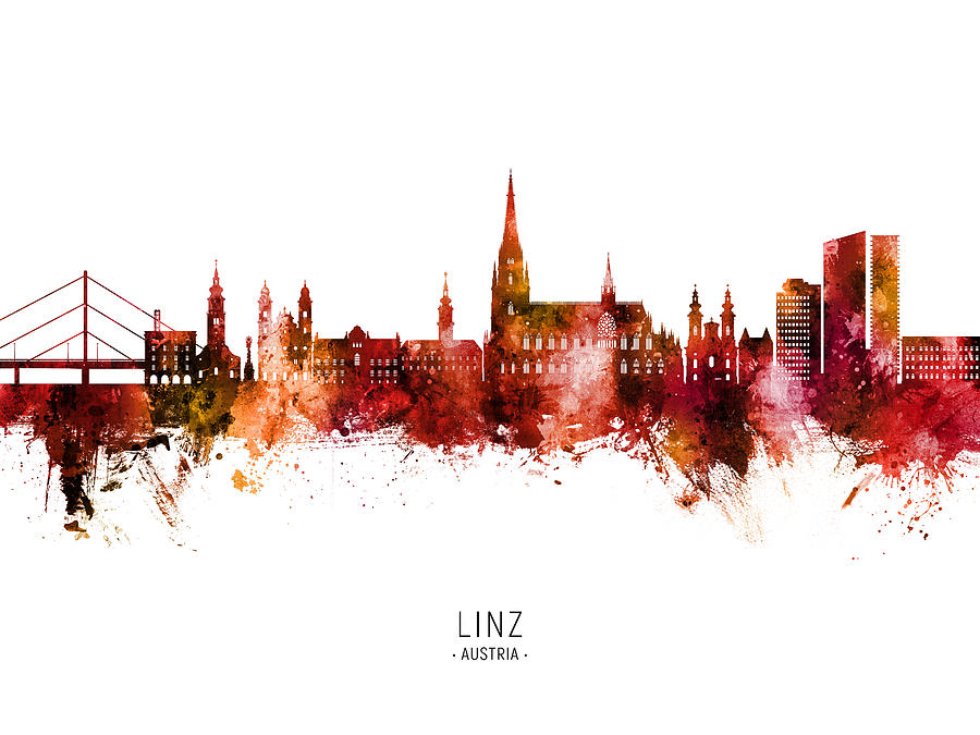 Linz Austria Skyline #62 Digital Art by Michael Tompsett