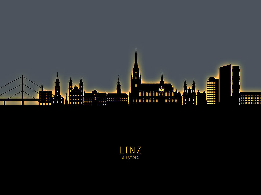 Linz Austria Skyline #65 Digital Art by Michael Tompsett
