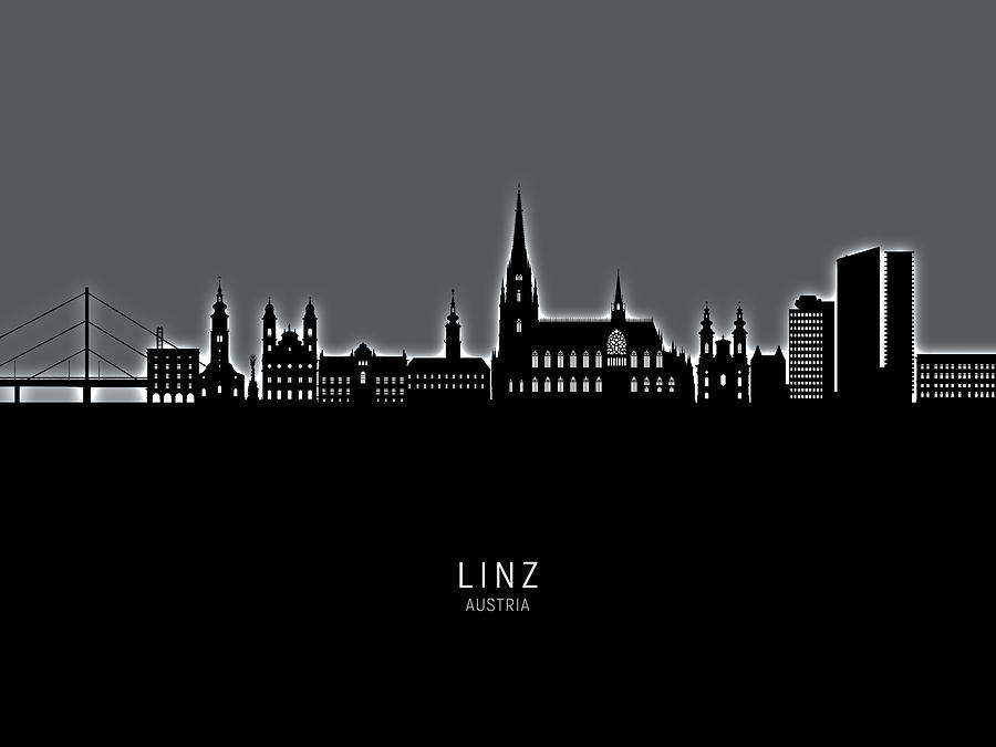 Linz Austria Skyline #66 Digital Art by Michael Tompsett