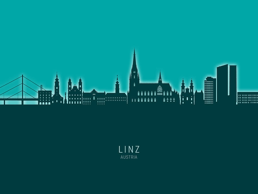 Linz Austria Skyline #67 Digital Art by Michael Tompsett