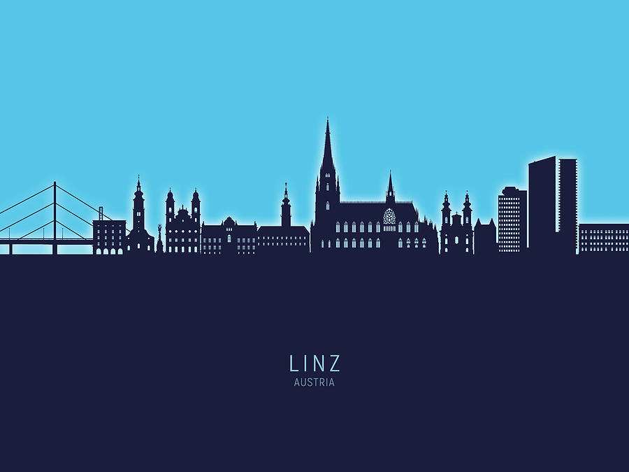 Linz Austria Skyline #68 Digital Art by Michael Tompsett