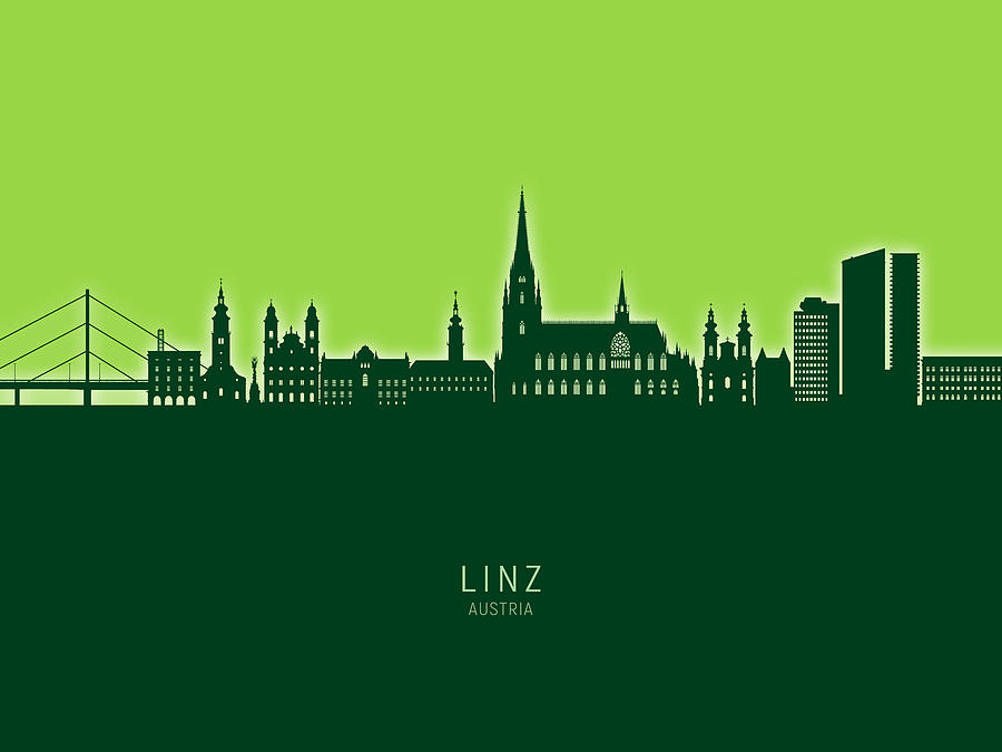 Linz Austria Skyline #69 Digital Art by Michael Tompsett