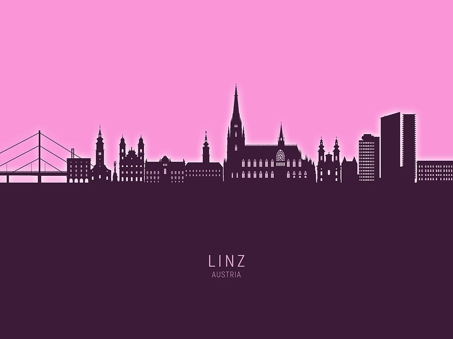 Linz Austria Skyline #70 Digital Art by Michael Tompsett