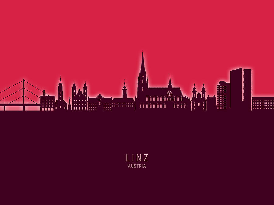 Linz Austria Skyline #71 Digital Art by Michael Tompsett