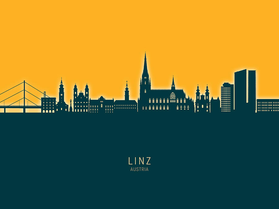 Linz Austria Skyline #72 Digital Art by Michael Tompsett